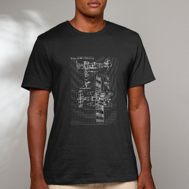 Vintage Doppeldecker Ritning – Flygkonst T Shirt (Vintage Biplane Blueprint – Aviation Art T-Shirt)