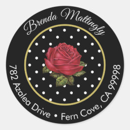 Vintage Dot Blommigt Returadress kuvertförsegling Runt Klistermärke