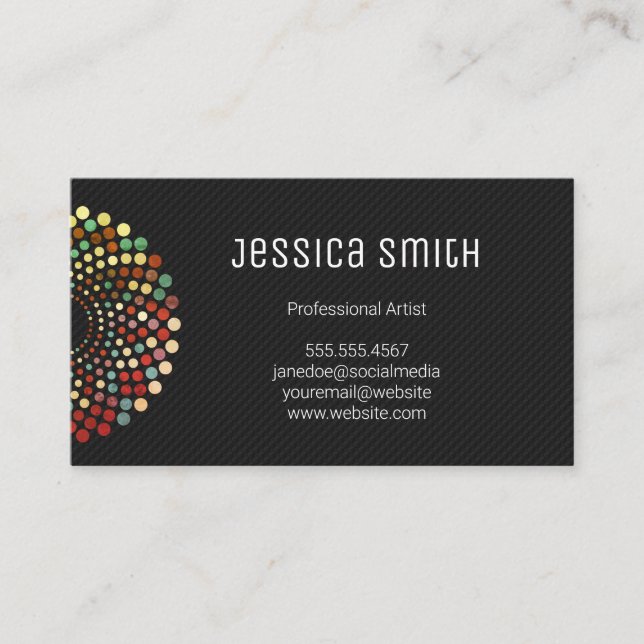 Vintage Dot Mönster | Modern konst | Monogram Visitkort (Framsida)