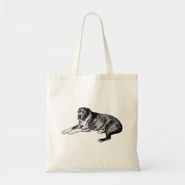 Vintage Dot Stil - Loyal Hund Tote Tygkasse (Framsidan)