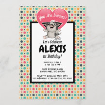 Vintage Dots Piggy Födelsedagsfest Photo Inbjudan