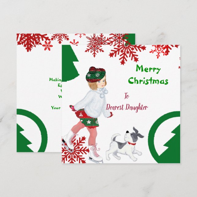 Vintage Dotter God jul Red Snöflingor (Fram/baksida)