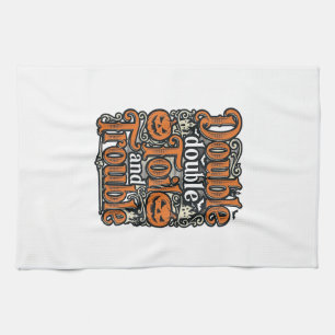 Vintage Double Toil Trouble Halloween Tröja Design Kökshandduk