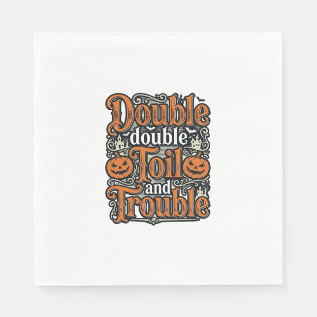 Vintage Double Toil Trouble Halloween-tröja design Pappersservett (Framsidan)