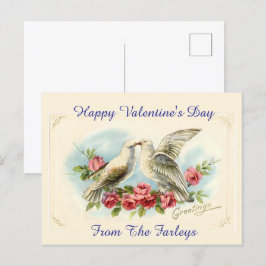 Vintage Doves Valentines Day Helgdag Postcard Helg Vykort