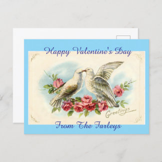 Vintage Doves Valentines Day Helgdag Postcard Helg Vykort