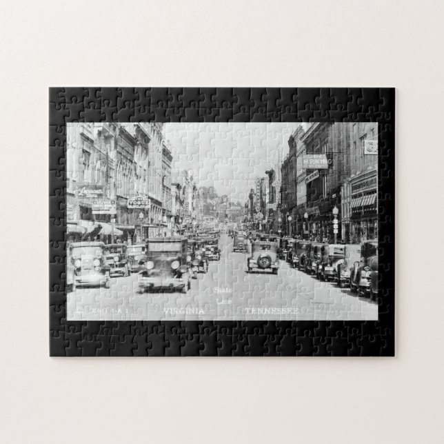 Vintage Downtown Bristol VA TN Postcard Pussel (Horisontell)