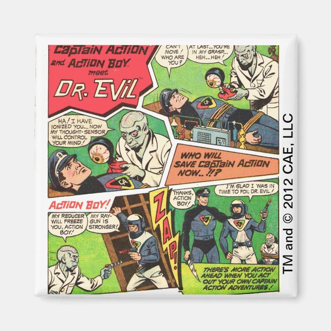 Vintage Dr Evil Square Magnet (Framsidan)