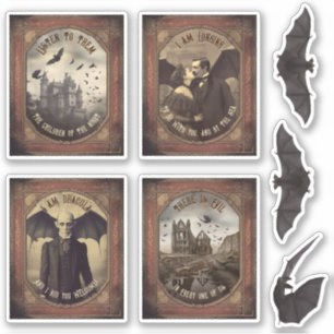 Vintage Dracula Gothic Retro Halloween fest favor Klistermärken