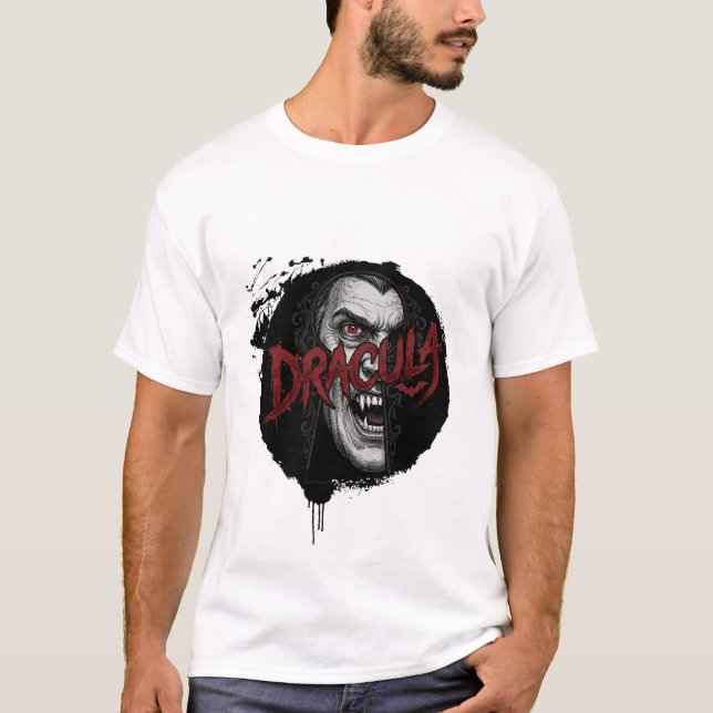 Vintage Dracula Gothic Vampire T Shirt (Framsida)