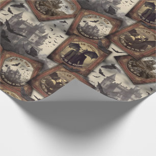 Vintage Dracula Halloween Gothic Vampire Fladdermu Presentpapper