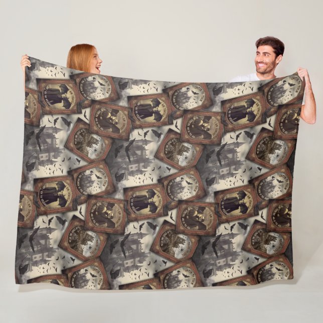 Vintage Dracula Halloween Gothic Vampire Kiss Fleecefilt (På plats)