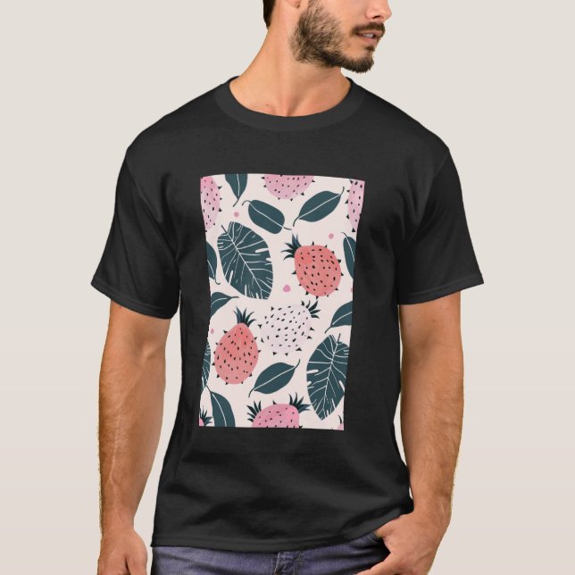 Vintage Dragon Fruit Mönster Art T Shirt (Framsida)