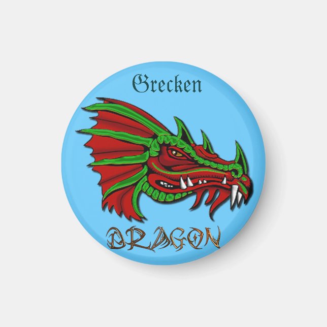 Vintage Dragon Head Magnet (Framsidan)