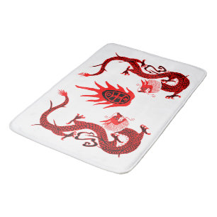 Vintage Dragon Helgdag Red and Black Badrumsmatta