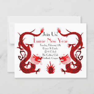 Vintage Dragon Helgdag Red and Black Vykort