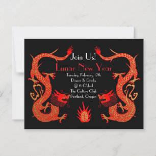 Vintage Dragon Helgdag Red och Guld Vykort