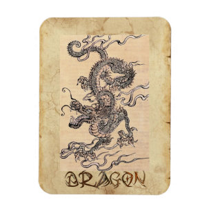 Vintage Dragon Japansk Art History Magnet