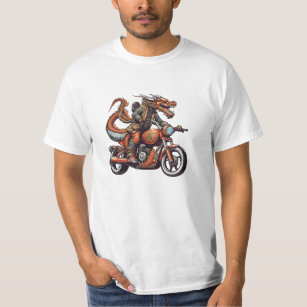 Vintage Dragon Riding a Motorcle T Shirt