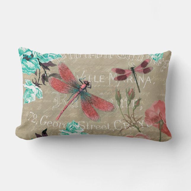 Vintage Dragonflies och Ro Lumbarkudde (Framsida)