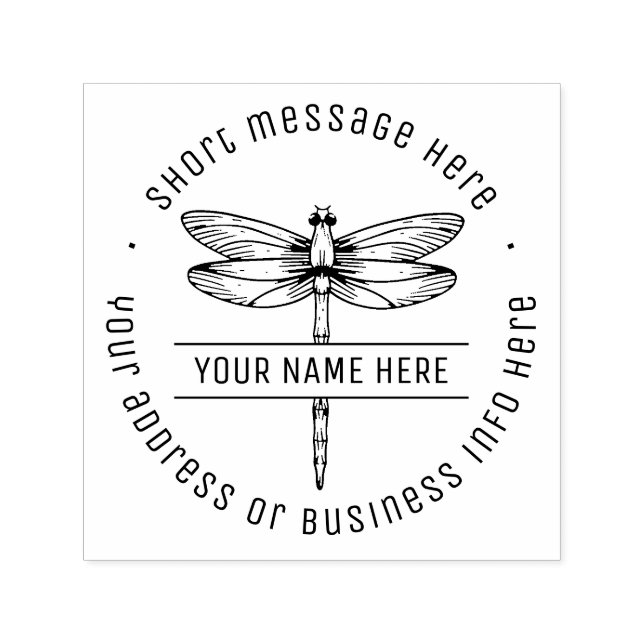 Vintage Dragonfly Business Namn Returadress Självfärgande Stämpel (Design)