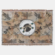 Vintage Dragonfly Distress Entomology Monogram