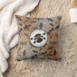 Vintage Dragonfly Distress Entomology Monogram Kudde