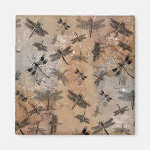 Vintage Dragonfly Distress Entomology Mönster Magnet