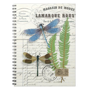 Vintage Dragonfly Fern Spiral Journal bärbar dator Anteckningsbok