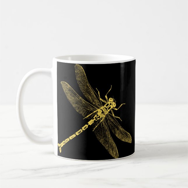 Vintage Dragonfly Illustration II Kaffemugg (Vänster)