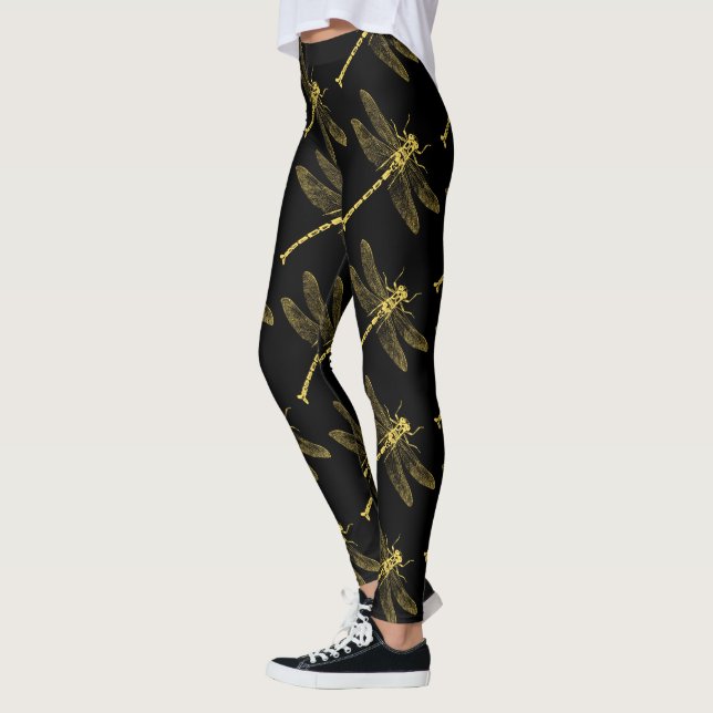 Vintage Dragonfly Illustration II Leggings (Vänster)