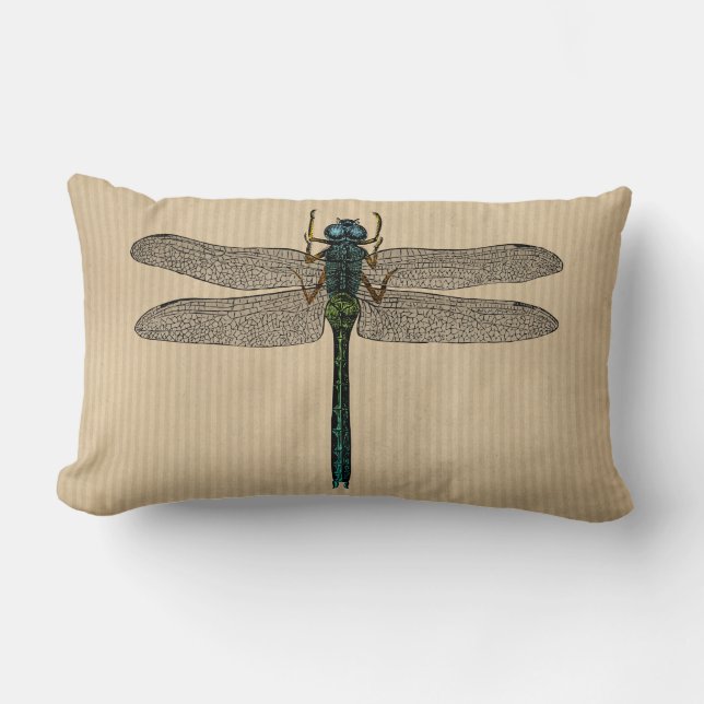 Vintage Dragonfly Illustration Lumbarkudde (Framsida)