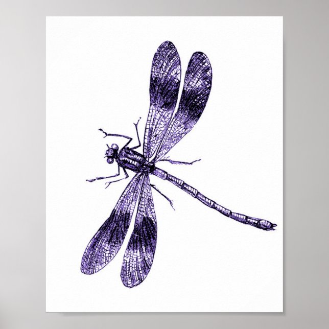 Vintage Dragonfly - Lila Poster (Framsidan)