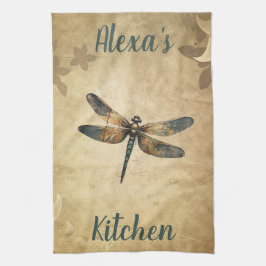 Vintage Dragonfly med eget namn/Monogram Kökshandduk