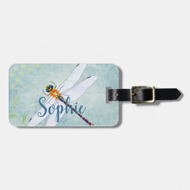 Vintage Dragonfly på bakgrunden till den inmatade  Bagagebricka (Horisontell Framsida)