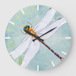 Vintage Dragonfly på bakgrunden till den inmatade Stor Klocka