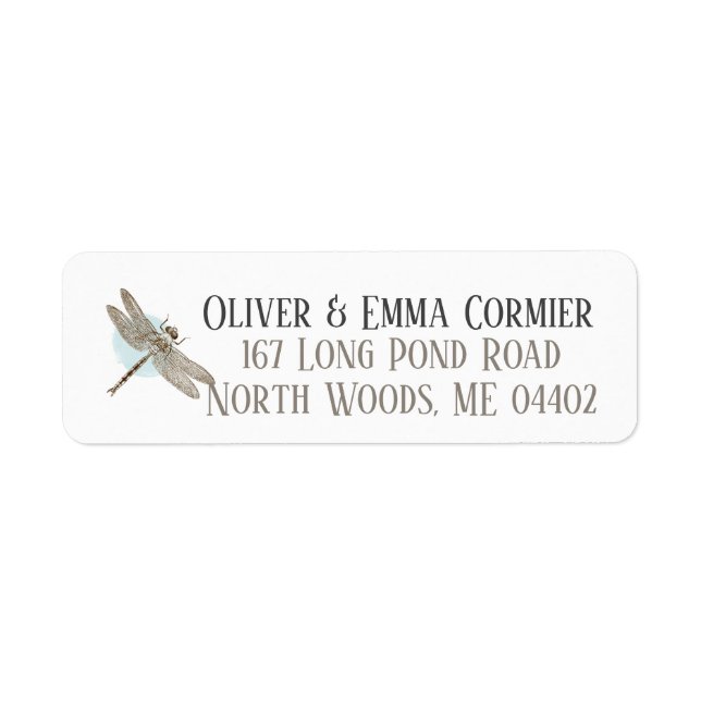 Vintage Dragonfly Personlig Returadress Returadress Etikett (Framsidan)