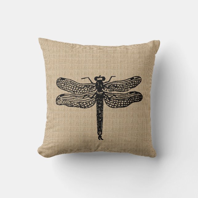 Vintage Dragonfly Pillow Kudde (Framsida)