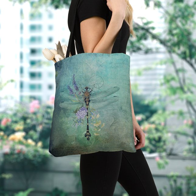 Vintage Dragonfly Tote Bag Tygkasse (Skapare uppladdad)