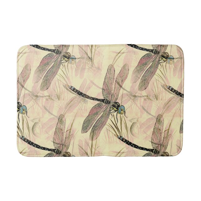 Vintage Dragonfly-utskrift Badrumsmatta (Framsidan)