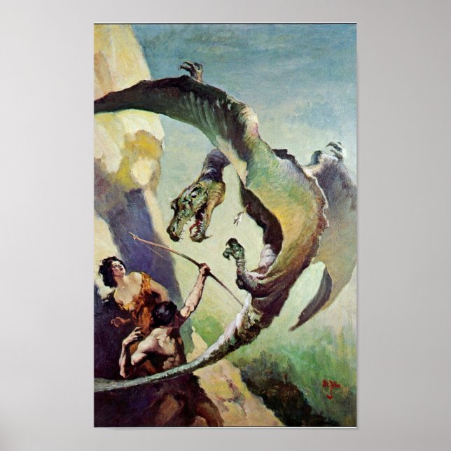 Vintage Drakomslag av J. Allen St. John Poster (Framsidan)