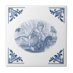 Vintage Dreamy Lady Delft Corner Blue and White Kakelplatta<br><div class="desc">Inspired by vintage antique Dutch Delft tiles from the 1700s, this is a modern take on the historic style. // "blue and white delft clothes", "victorian 1900s 1800s 1700s", "19th 18th 17th century clothing", "dreamy romantic period drama", "navy monochrome historic decorative", "traditional woman reading letter", "daydreaming in love chaise lounges",...</div>