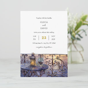 Vintage Dreamy Sunset Vin Evening Beach Wedding Inbjudningar