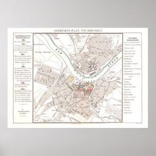 Vintage Dresden Tyskland Karta (1849) Poster