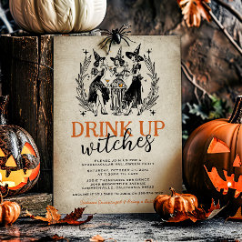 Vintage Drick upp Witches Girls Halloween fest Inbjudningar