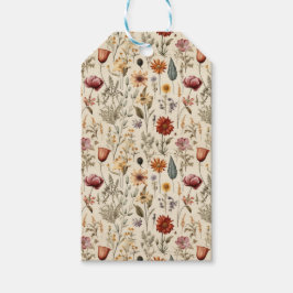 Vintage Dried Wildflower Burgundy Pink Yellow Presentetikett