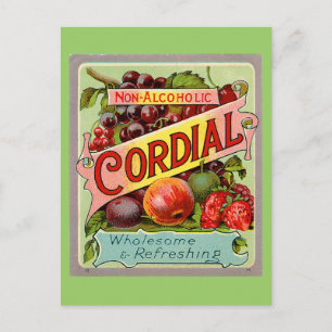 Vintage Drink-etikett, icke-alkoholhaltig kordial Vykort