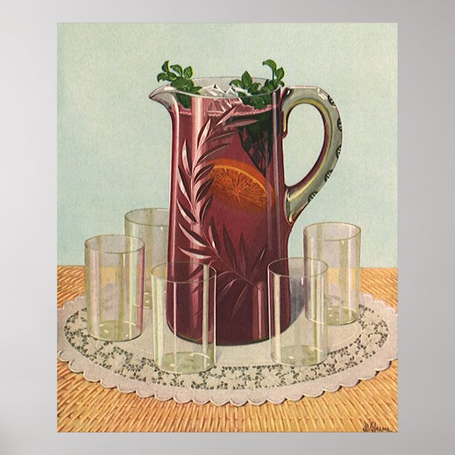 Vintage Drinks and Beverages, Pitcher of Sangria Poster (Framsidan)
