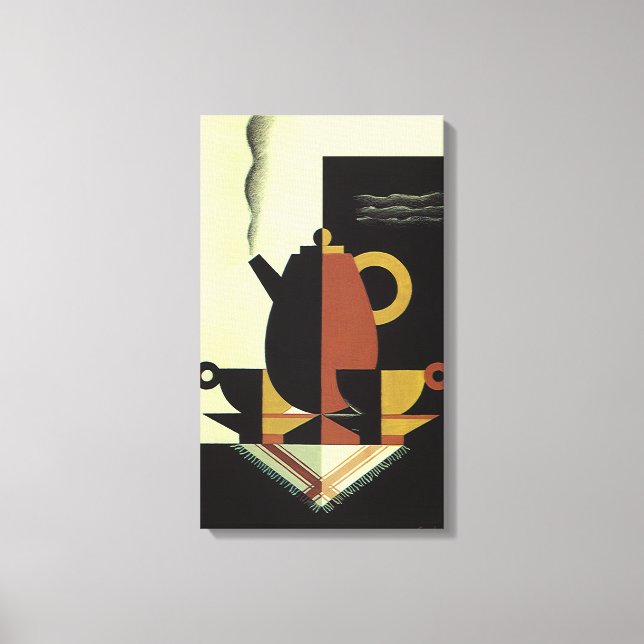 Vintage Drinks Beverages Coffee Pot med Kopp Canvastryck (Framsida)