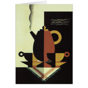 Vintage Drinks Beverages Coffee Pot med Kopp Hälsningskort